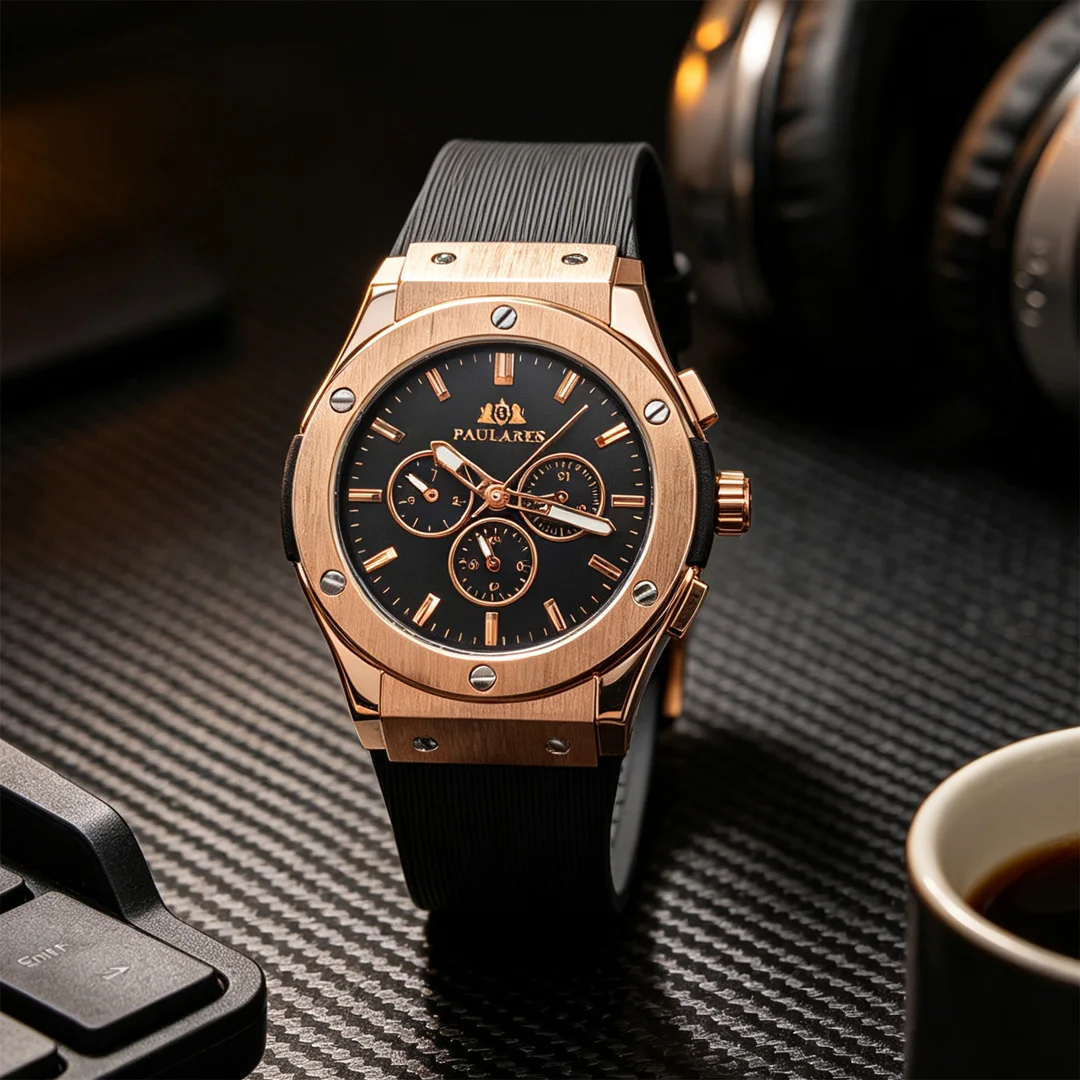 45mm Men Automatic Mechanical Watch Geneve Leather Rose Gold Silver Black Case Rubber Strap Casual Sports Luxury Watches