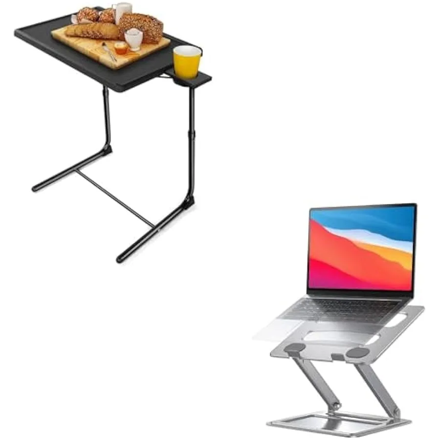 LORYERGO Adjustable Laptop Stand LORYERGO TV Tray - TV Table Adjustable Tray for Eating Folding Table Tray