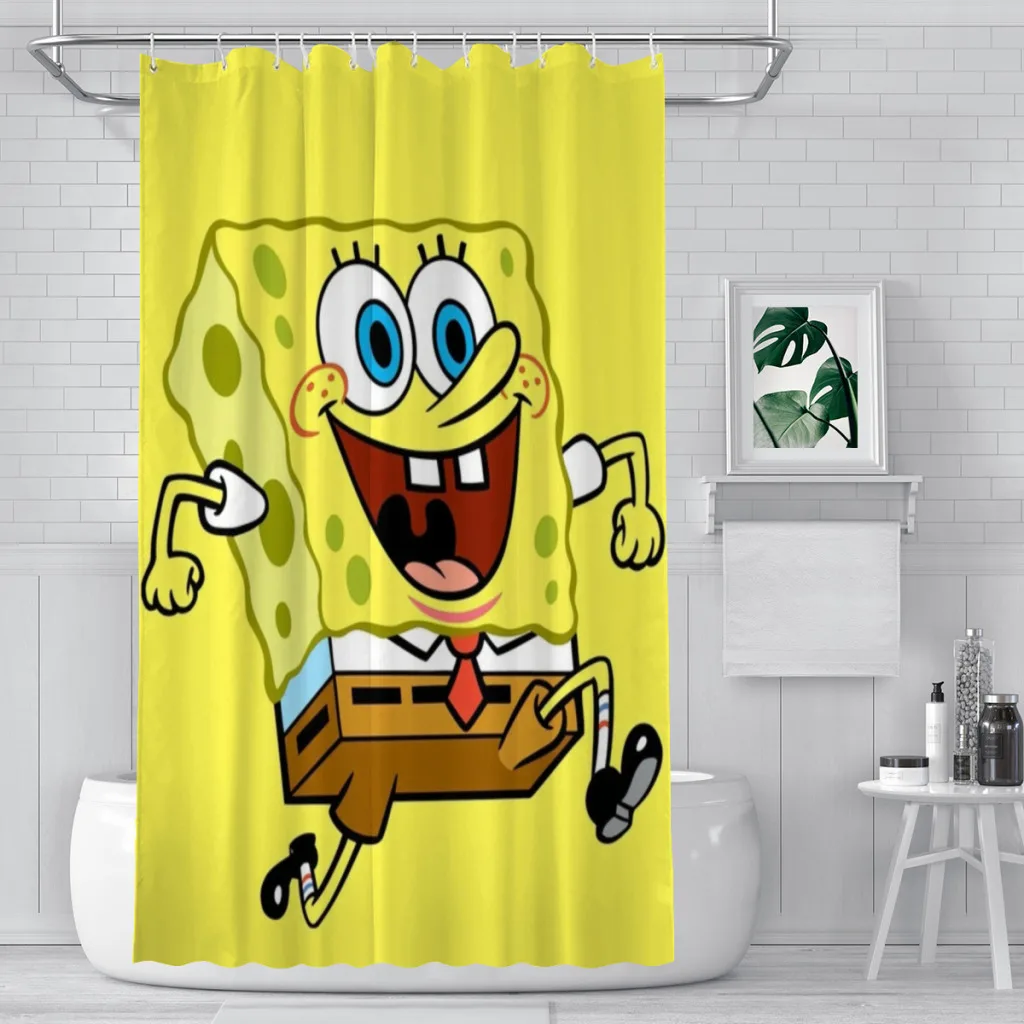 New SpongeBob Waterproof Shower Curtain Polyester Cloth Bath Curtain For Bathroom Decoration