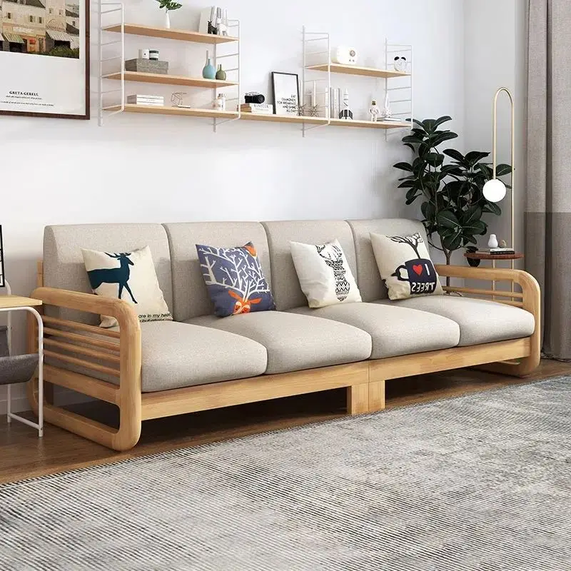 

*-Nordic All Solid Wood Sofa Combination Simple Modern Small Apartment Sofa New Chinese Living Room Furniture