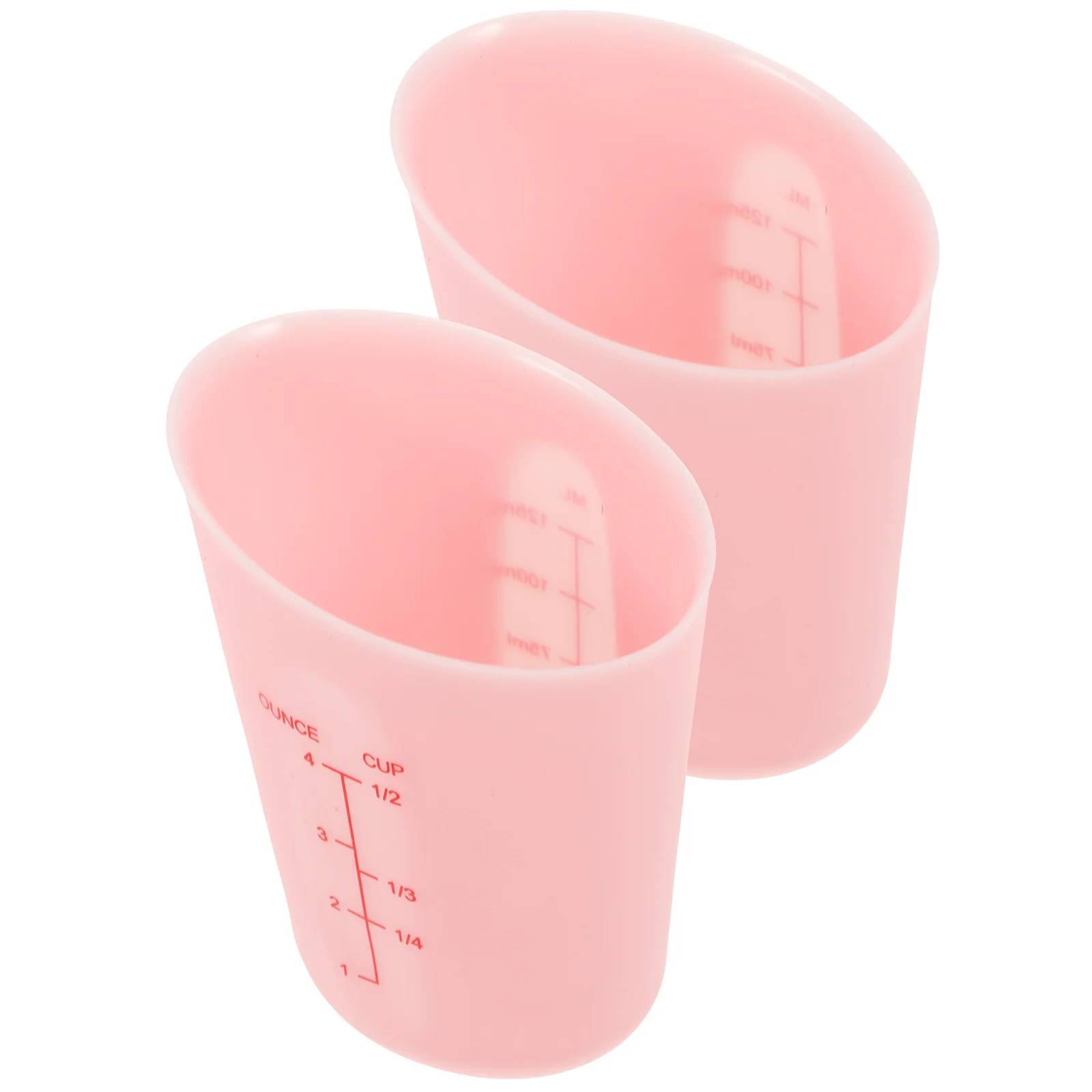 

2pcs Pink Silicone Measuring Cups Cooking Measuring Baking Tools Semi Transparent Kitchen Cooking Resin Mixing Scale