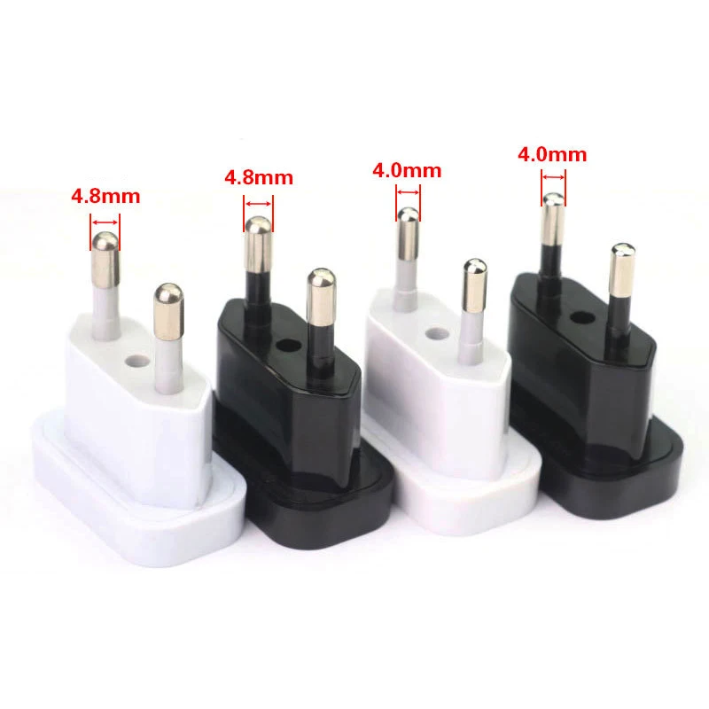 1PCS US To Europe Travel Adapter High Power 4.0mm 4.8mm Pins Safety Retardant Material US‑EU Power Plug Wall Socket Converter