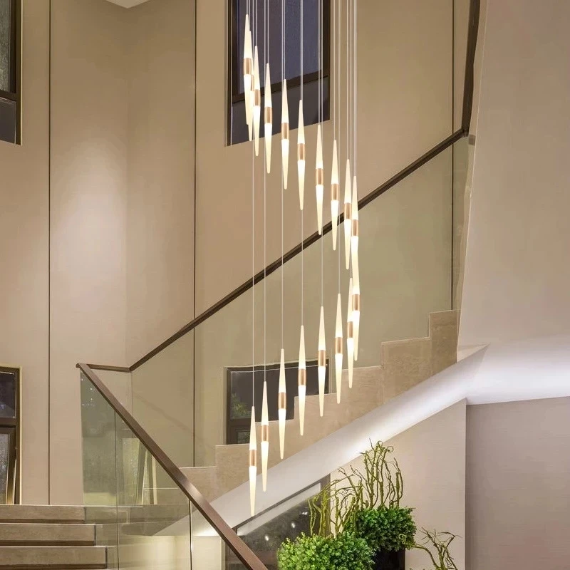 

Modern LED Crystal Chandelier For Staircase Luxury Gold Cryital Hanging Lamps Creative Design Home Decor Indoor Lighting Fixture