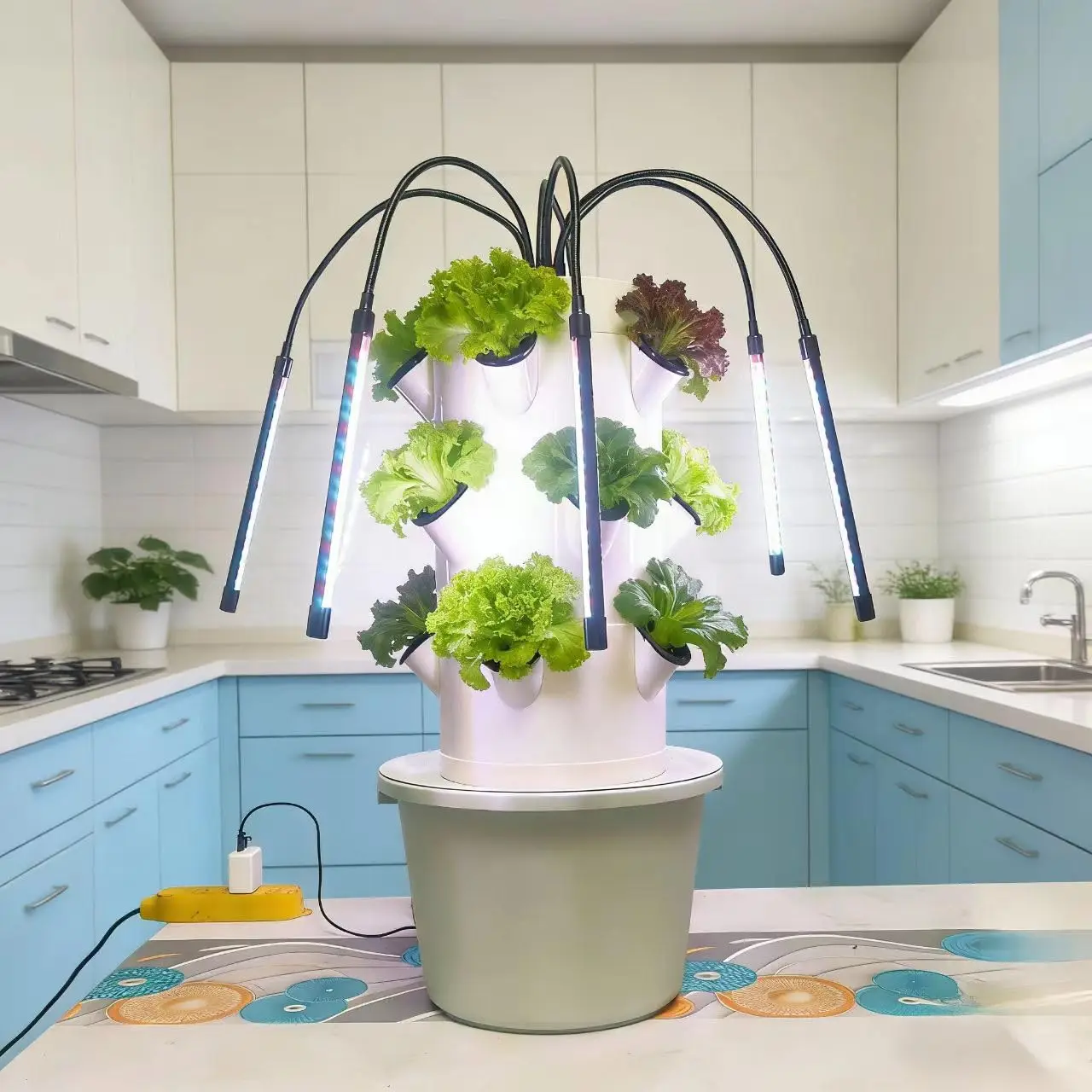 Vertical Hydroponic Growing System | 3-Layer 15-Hole Indoor Garden Kit with 6 LED Grow Lights & Water Pump | Soil-Free Smart Planter for Kitchen Herbs & Veggies | No Seeds Included