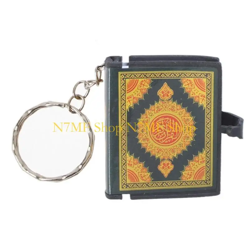 N7MF Practical Mini Arabic Quran Islamic Keychain Real Paper Pendant for Car Keychain