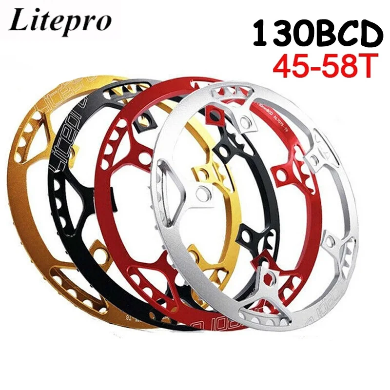 LITEPRO 130Bcd Round Bicyle Chainring Aluminum Alloy Folding Bike Chain Ring 45T 47T 53T 56T 58T Mountain Bike Chainwheel