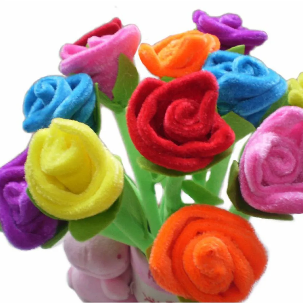 12Pcs Rose Ballpoint Pen Blue Ink 22Cm Slender Green Decor Core Non Replaceable Comfortable Grip Valentine Gift Idea