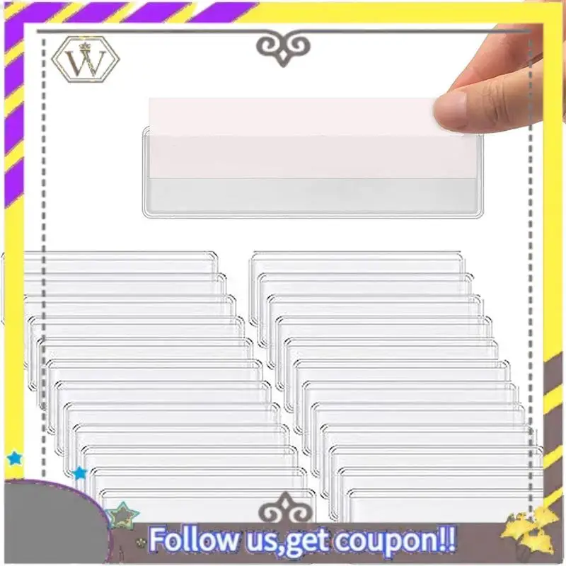 AU33-Label Holders Adhesive Shelf Tag Clear Shelf Tag Index Card Pockets Drawers File Storage Bins Label Holder 200 Pack