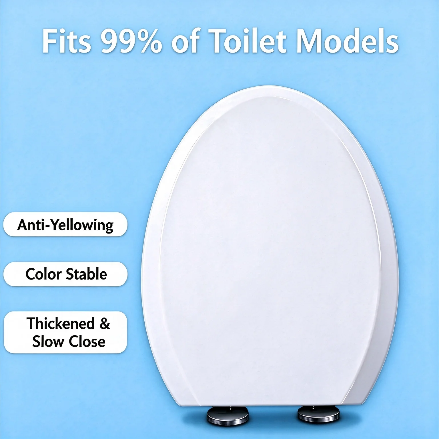 V-Shaped Universal Toilet Seat Thick Slow Close Toilet Cover Anti-Yellow Stable Color Replacement Toilet Lid for Bathroom
