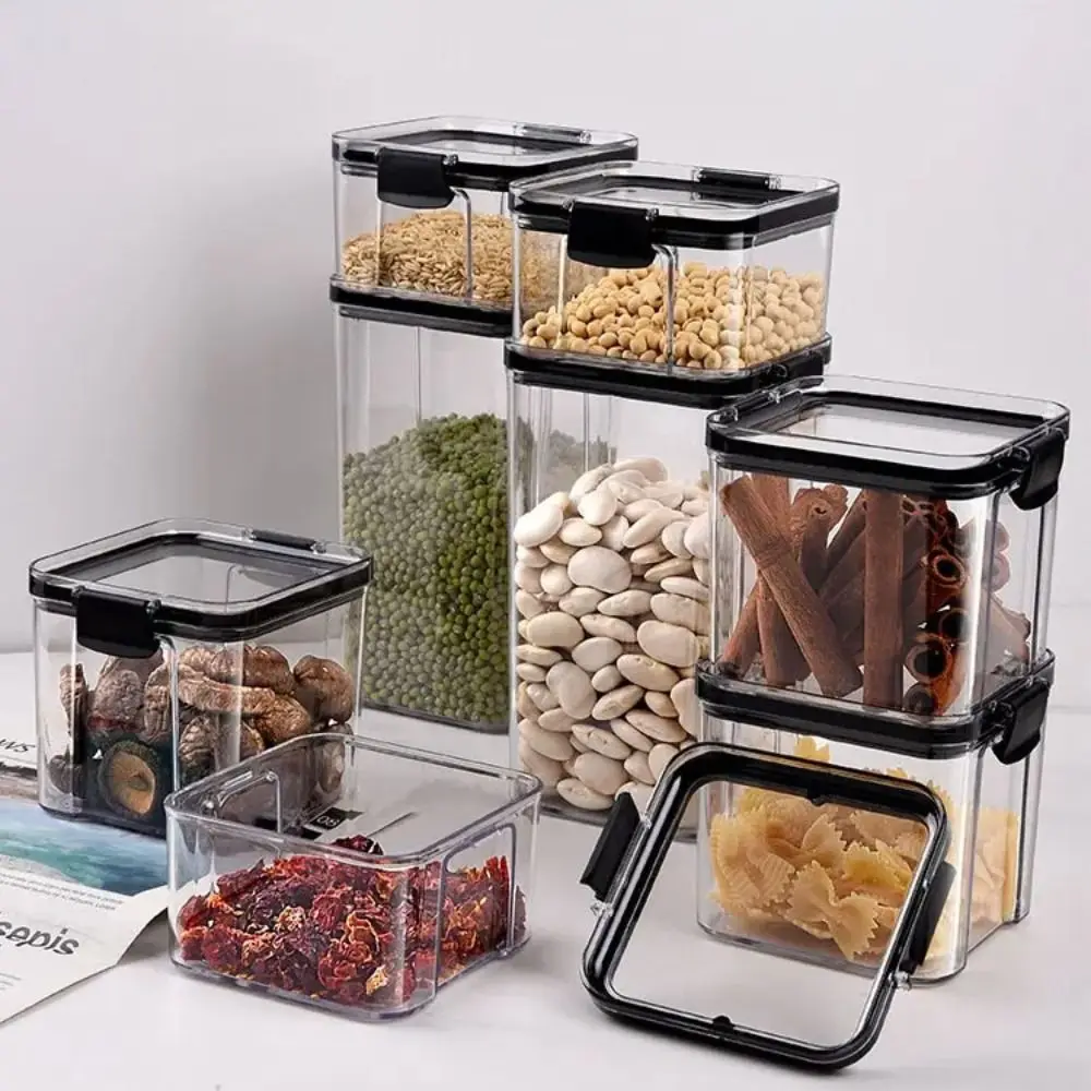 Transparent Plastic Storage Boxes Square Sealed Stackable Food Storage Boxes Plastic Stackable Sealed Square Fresh-Keeping Boxes