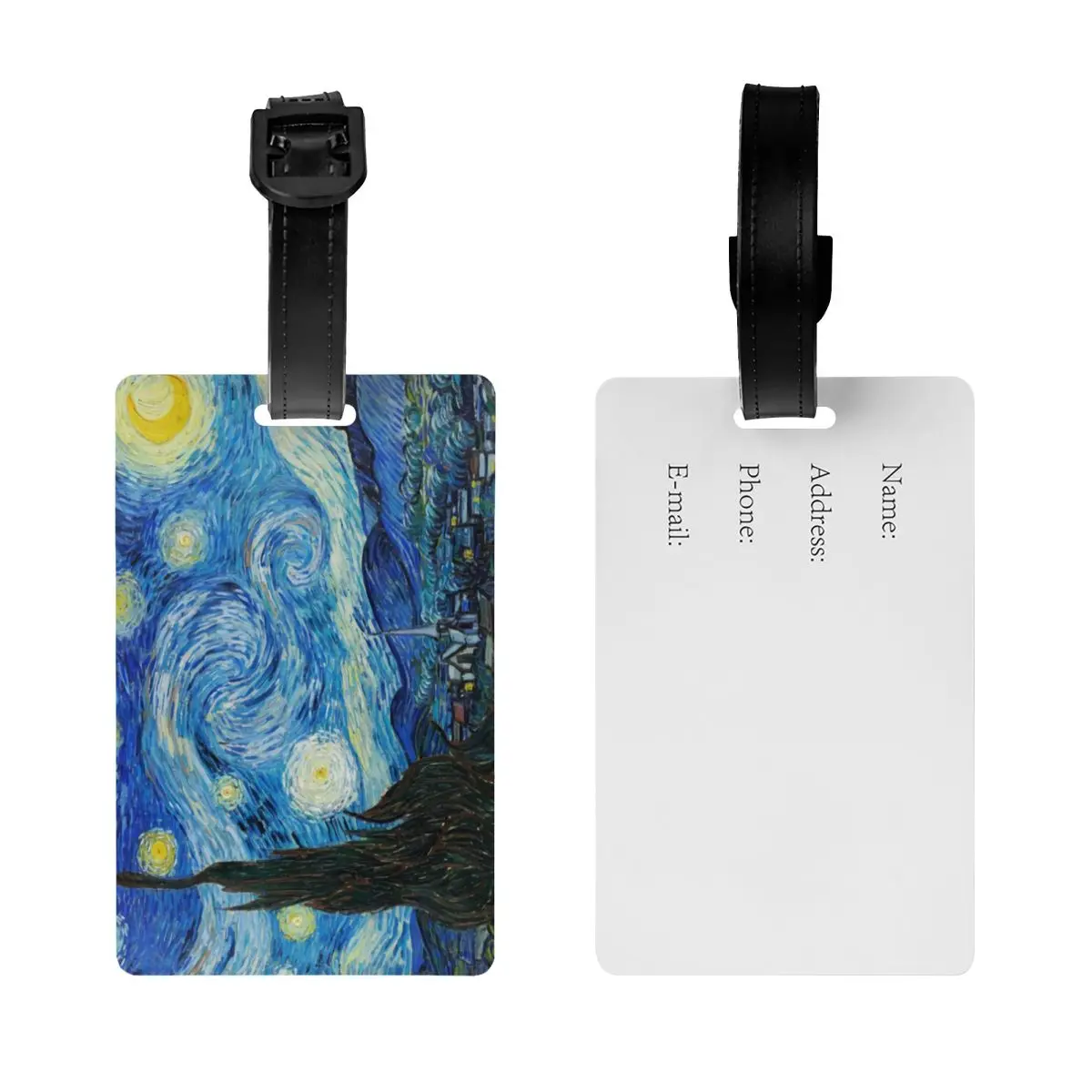 Custom Vincent Van Gogh Starry Night Luggage Tag Privacy Protection Oil Painting Art Baggage Tags Travel Bag Labels Suitcase