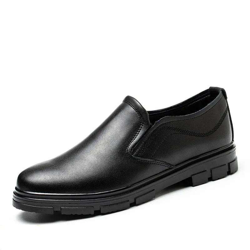 big size men casual chef shoes slip-on breathable waterproof hotel kitchen helper work shoe genuine leather cook loafers worker