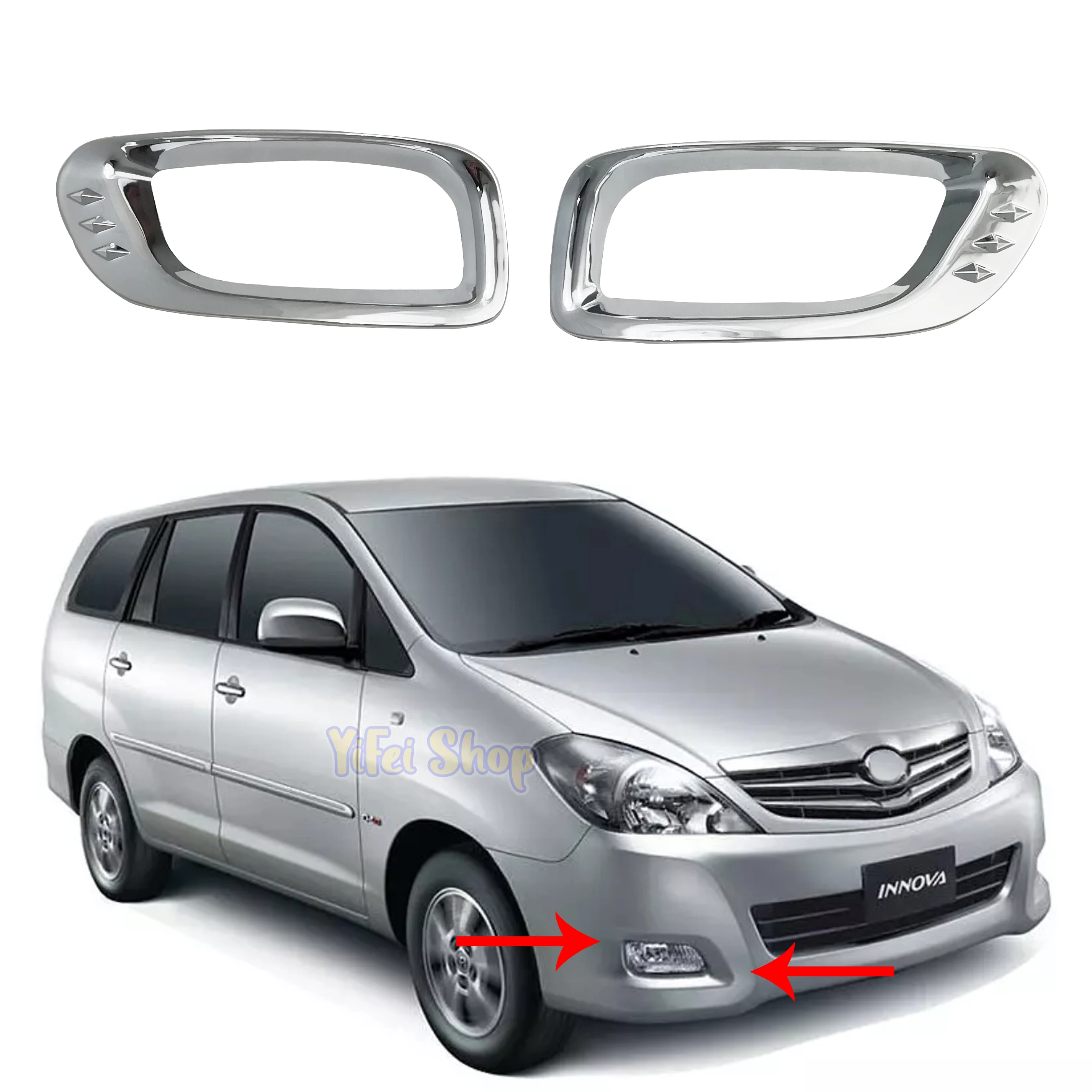 

2pc New Car ABS Chrome Accessories Plated Front Fog Lamp Cover Trim Paste Style For Toyota INNOVA 2008 2009 2010 2012 2013