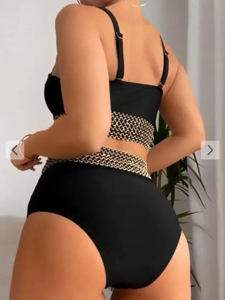 Push Up High Waist Bikini Sets Sexy Black Brazilian Biquini Swimsuit Two Pieces Swimwear Women 2024 Bathing Suits Beachwear