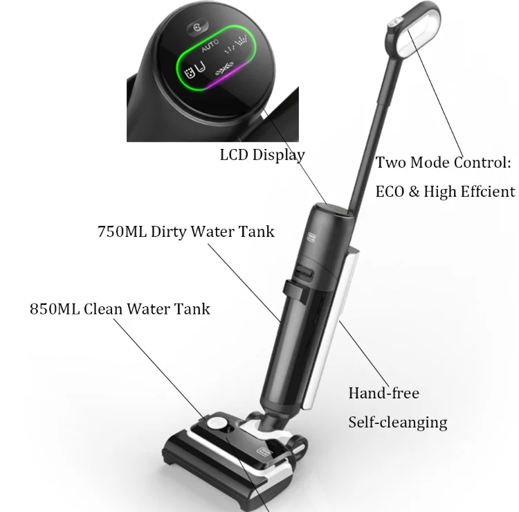 Hoover-aspiradora vertical inalámbrica todo en uno, húmeda/seca, función de autolimpieza para uso doméstico