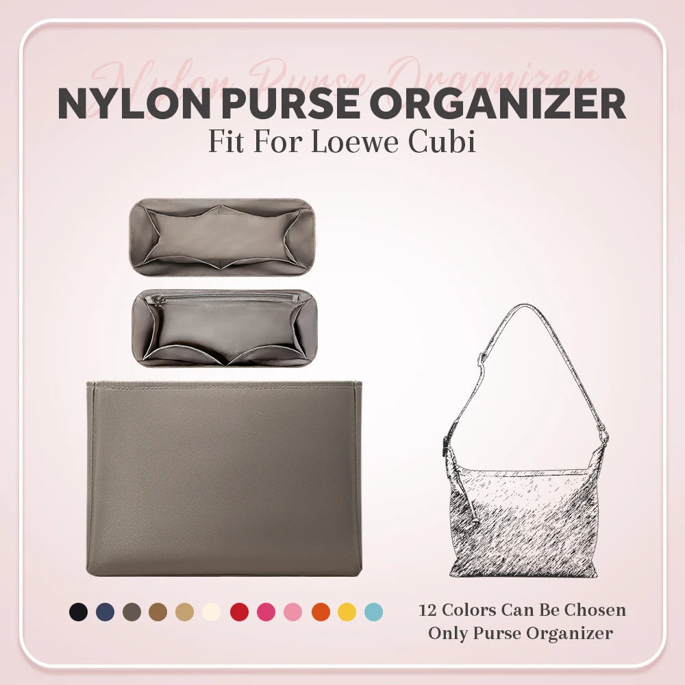 

Nylon Purse Organizer Insert, Purse Inside Storage Bag Fit for Loewe Cubi Bag Inner Liners Organizer Bag In Bag Makeup Storage