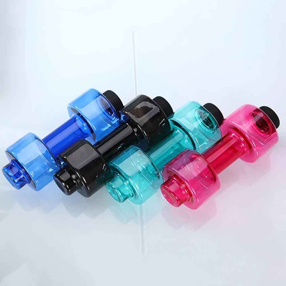 4 Colors Dumbbell Cup Sports Water Bottles 550ml  Leakproof Portable Plastic Bottle Home Gym Fitness Dumbbell Unisex