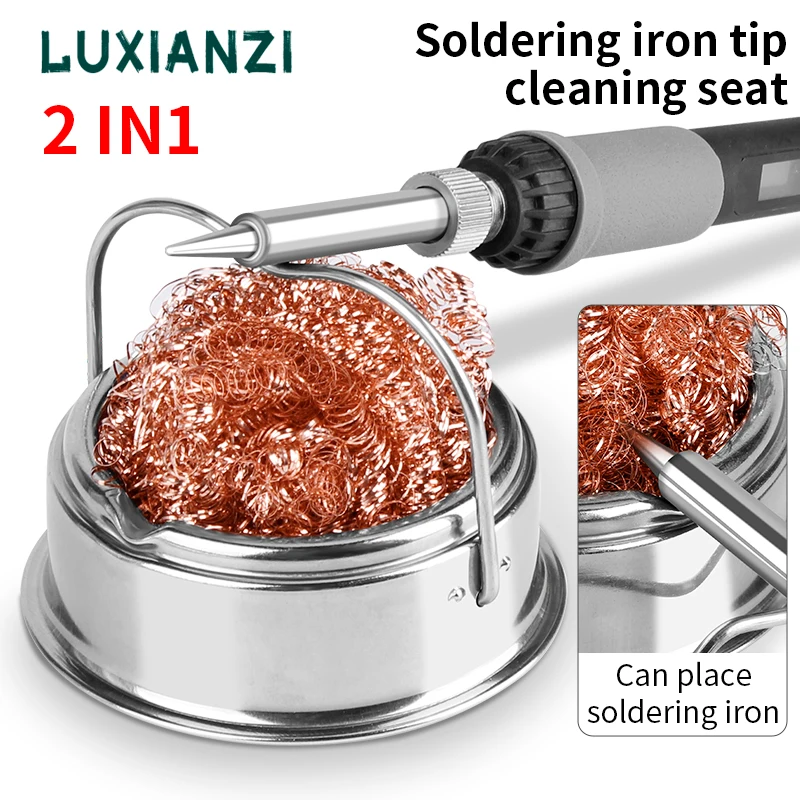 

LUXIANZI Desoldering Cleaning Ball With Stand Set Welding Soldering Iron Mesh Filter Metal Dross Box Clean Steel Ball Tin Remove