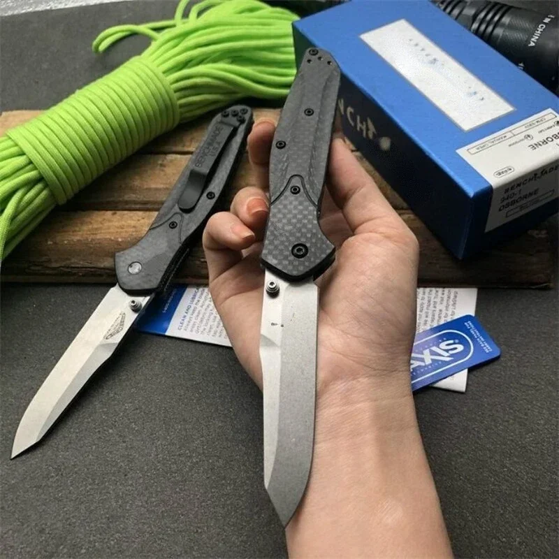 BM940-1 High Hardness Tactical Folding Knife Carbon Fiber Handle Stone Wash Surface Outdoor  EDC Knives Bench Knife Made