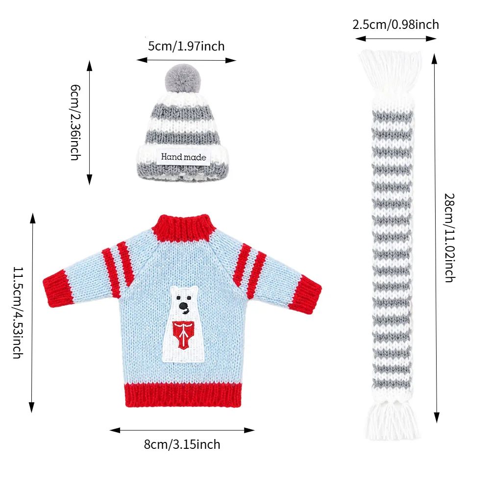 Christmas Doll Sweater Knitted Hat Scarfs For Elf Doll For Babi 11.8Inch(30cm) Doll Clothes Accessories Christmas Gift Girl Toys view 4