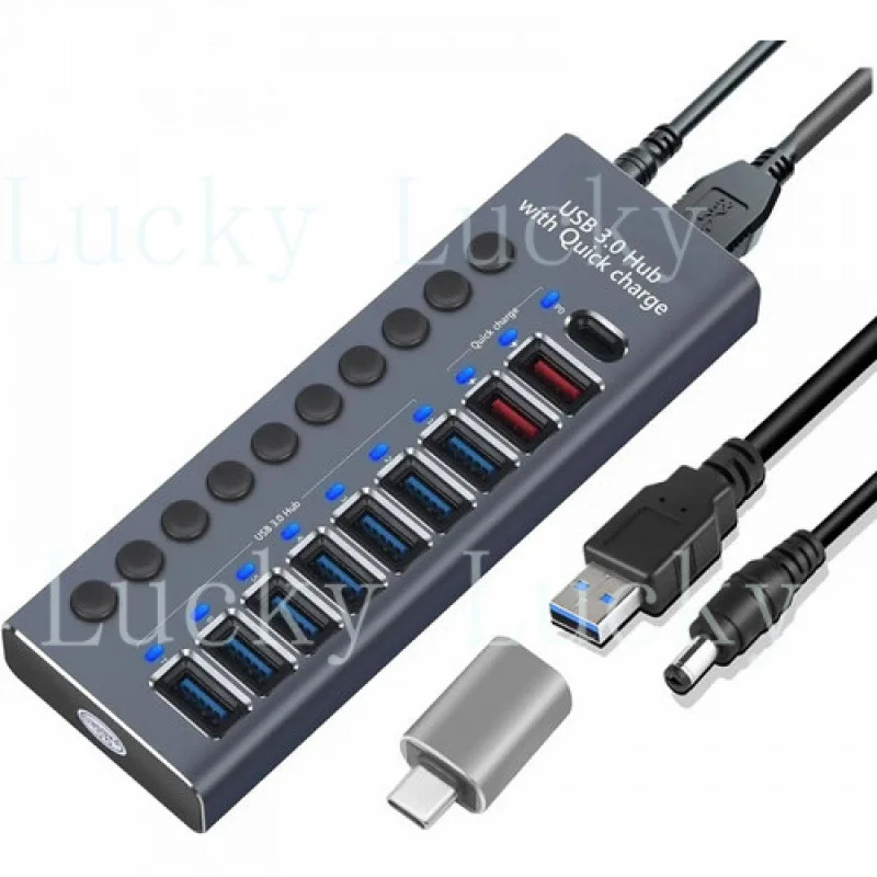 f for  PD USB 3.0 hub with Charging Function 72W Power Adapter Individual swiches
