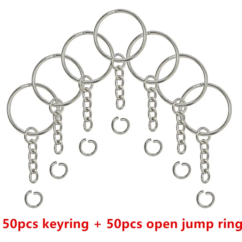 100 stks/pak Open Metalen Sleutelhanger Met 50 stks Sleutelhanger en 50 stks Open Ringetje, DIY Sieraden Accessoires ﻿
