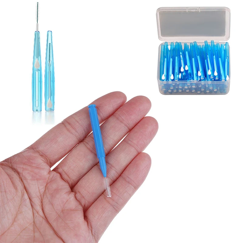 60Pcs/Set I Shaped Interdental Brush Denta Floss Interdental Cleaners Orthodontic Dental Teeth Brush Toothpick Oral Care Tool