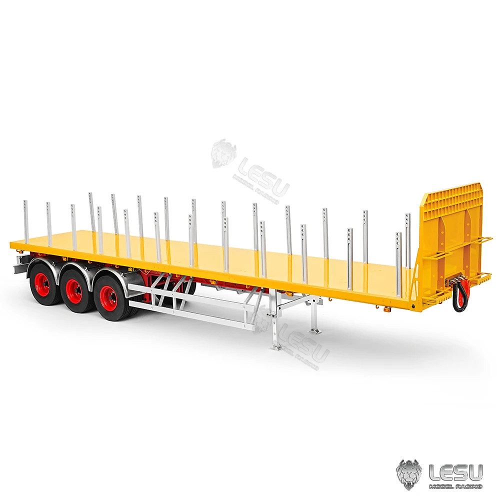 LESU 1/14 Metal Semi Trailer 40FT Assembled Painted Lamps for RC Tractor Truck Electric Cars Boys Toys Model for Gift Yellow TH2