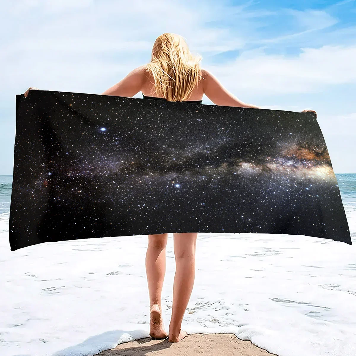 Starry Sky Microfiber Beach Towel,Galaxy Universe Pool Travel Towels,Lightweight Beach Accessories,Absorbent Quick Dry Towel