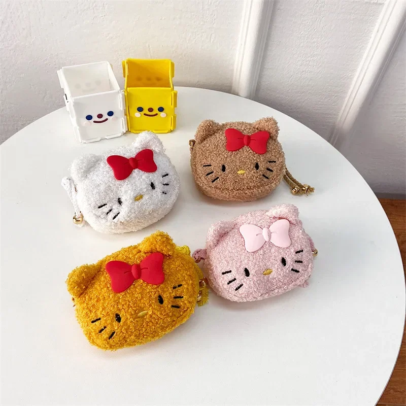 New Cartoon Hello Kitty Kids Shoulder Purse Cartoon Cute Kt Accessories Everything Toy Small Bag Baby Plush Change Crossbody Bag