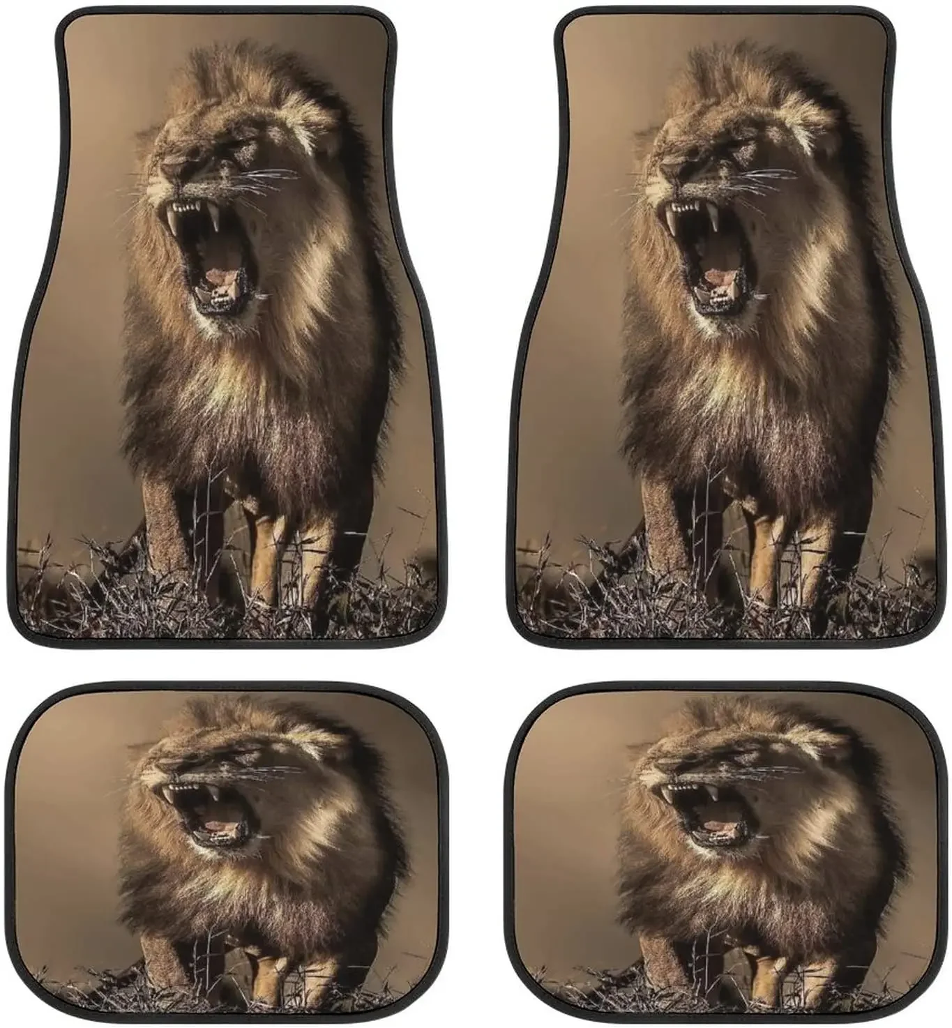 

Animal Car Mats Lion Universal Drive Seat Carpet Vehicle Interior Protector Mats Funny Designs All-Weather Mats Fit Most Car Sed