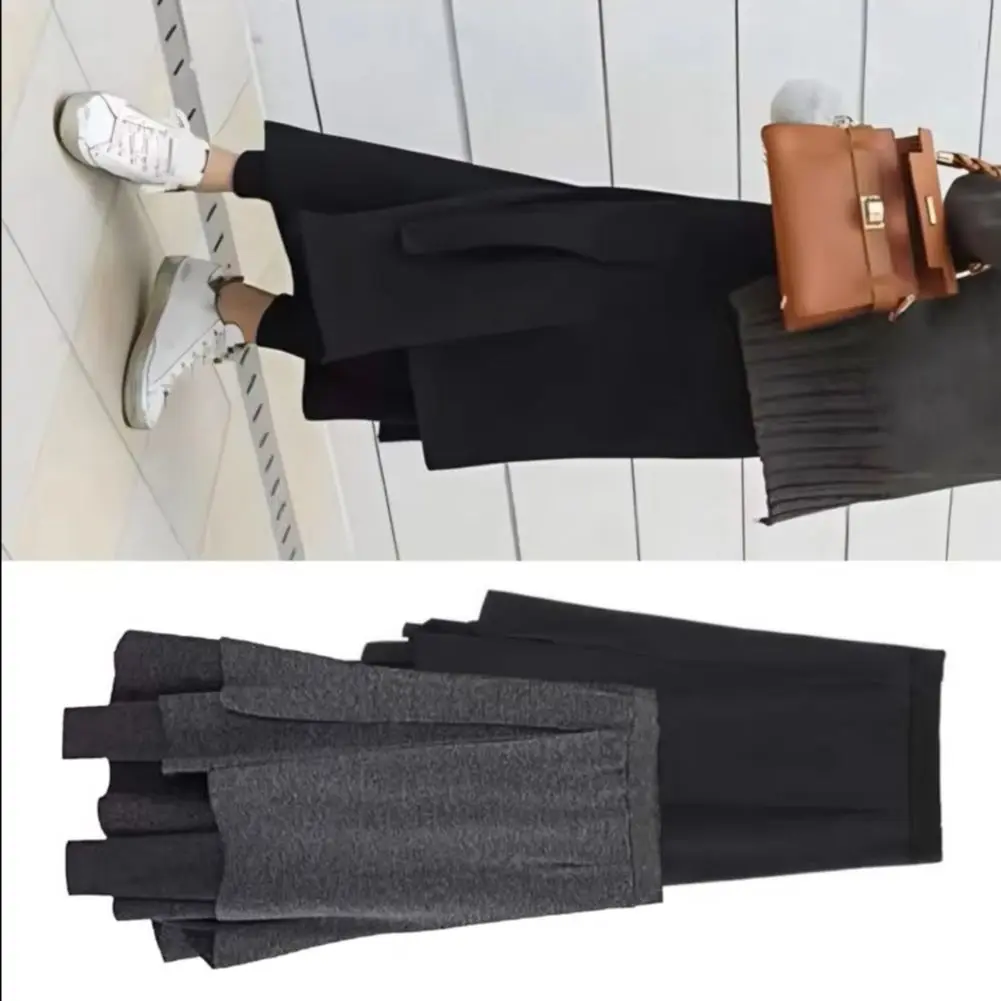 Irregular Fake Two-Piece Velvet High-waisted Stretchy Culottes 2025 Women Culottes Velvet Warm Leggings Winter Skirt Leggings