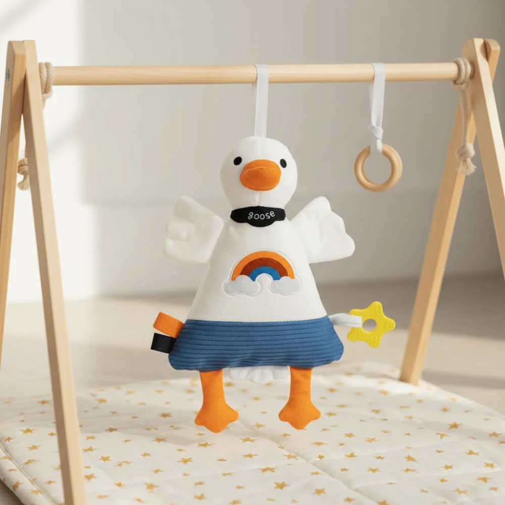 Soft Plush Material Plush Animal Wind Chime Squeaky Sound Crinkle Sound Soft Hanging Teether Cute Stuffed Animal