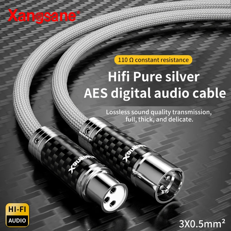 Xangsane HiFi Pure Silver AES Digital XLR Balanced Cable 110 Ohm Balanced Coaxial Cable Digital Signal Line