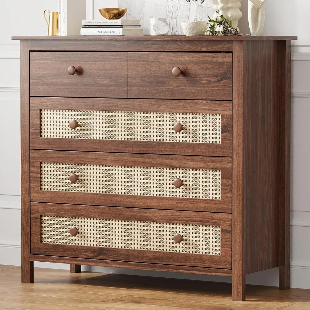 

Sideboard Buffet Cabinet with 4 Drawers,Modern Wooden Console Cabinet for Kitchen,Living Room, Hallway,Walnut