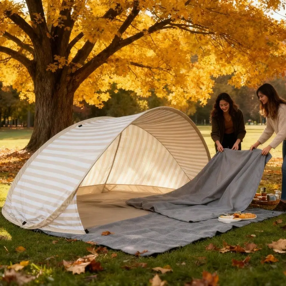 PopUp 2Person Beach Tent No Assembly Required. Portable PopUp Sunshade, EasyToUse Outdoor Canopy Perfect For The Beach, Picnics