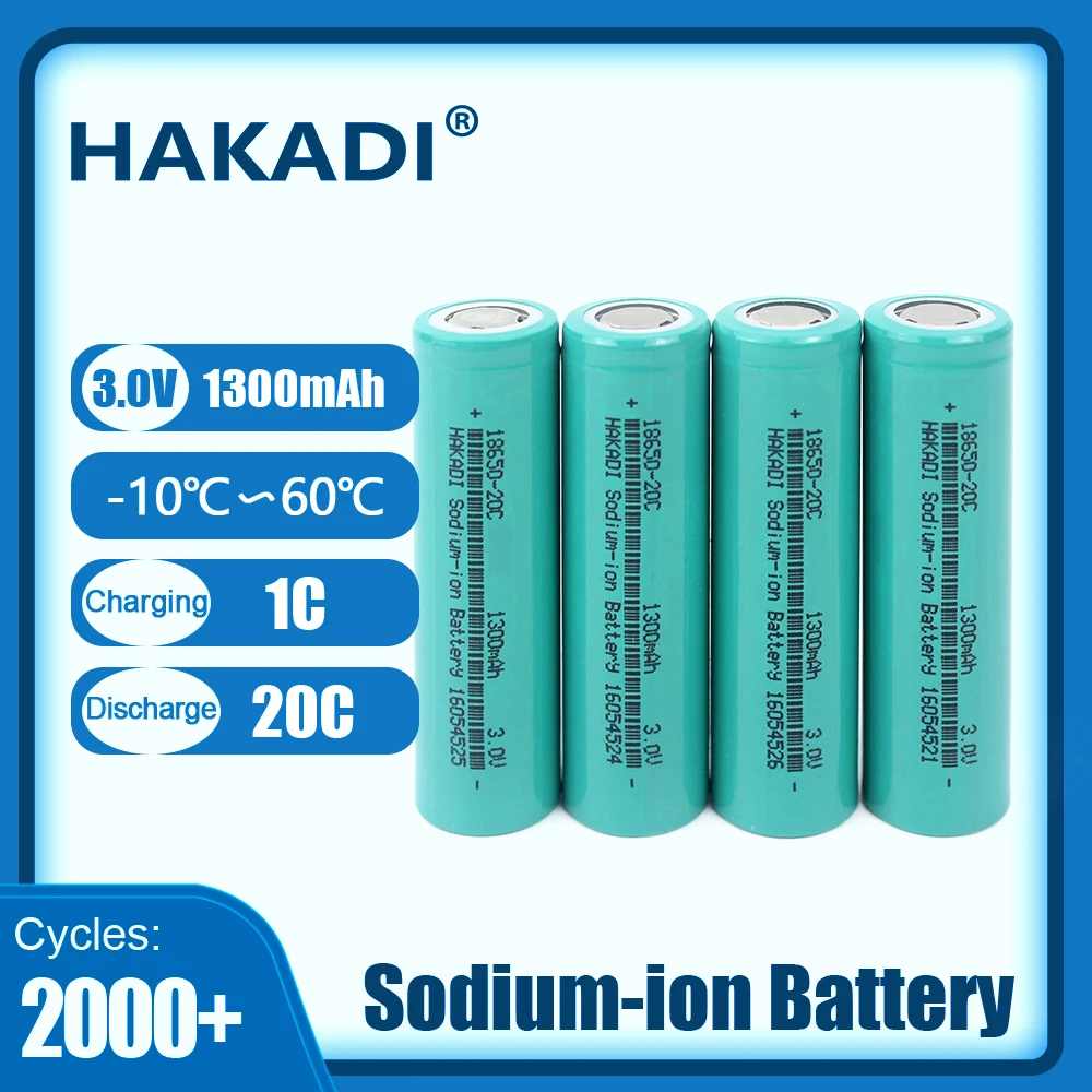 HAKADI Sodium-ion 18650 Batteries 3V 1300mah 20C High Rate Discharge 4-40PCS For DIY Power Bank Motor Starter Electrill Drill