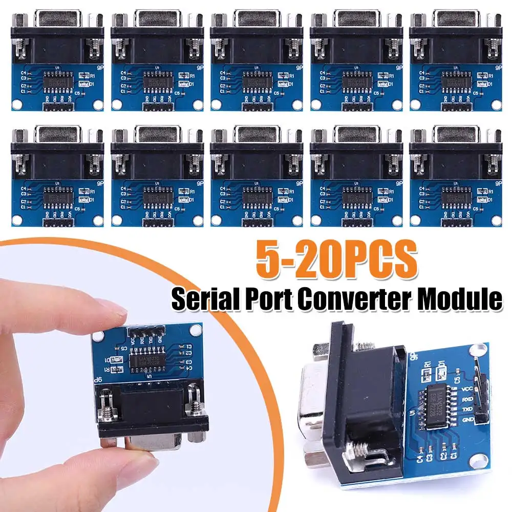 MAX3232 RS232 To TTL Female DB9 Connector 3.3V-5.5V MAX232 Flashing Board Female Serial To TTL Module RS232 To TTL Brushboard