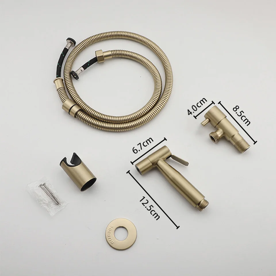 ULA Brushed Bidet Faucet Stainless Steel Handheld Bidet Sprayer Set Toilet Sprayer Bidet Faucet Single Cold Water Tap Accessory