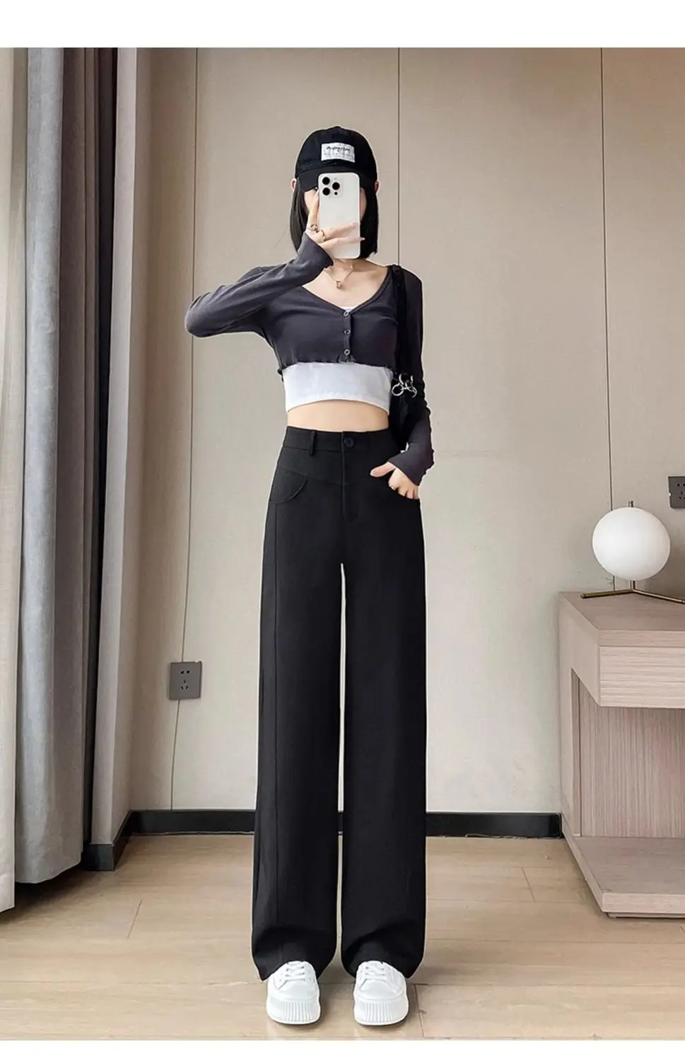 Wide-leg Suit Pants Women's Spring and Autumn 2025 New High-waisted Drape Suit Thin Trousers Coffee Straight Casual Pants
