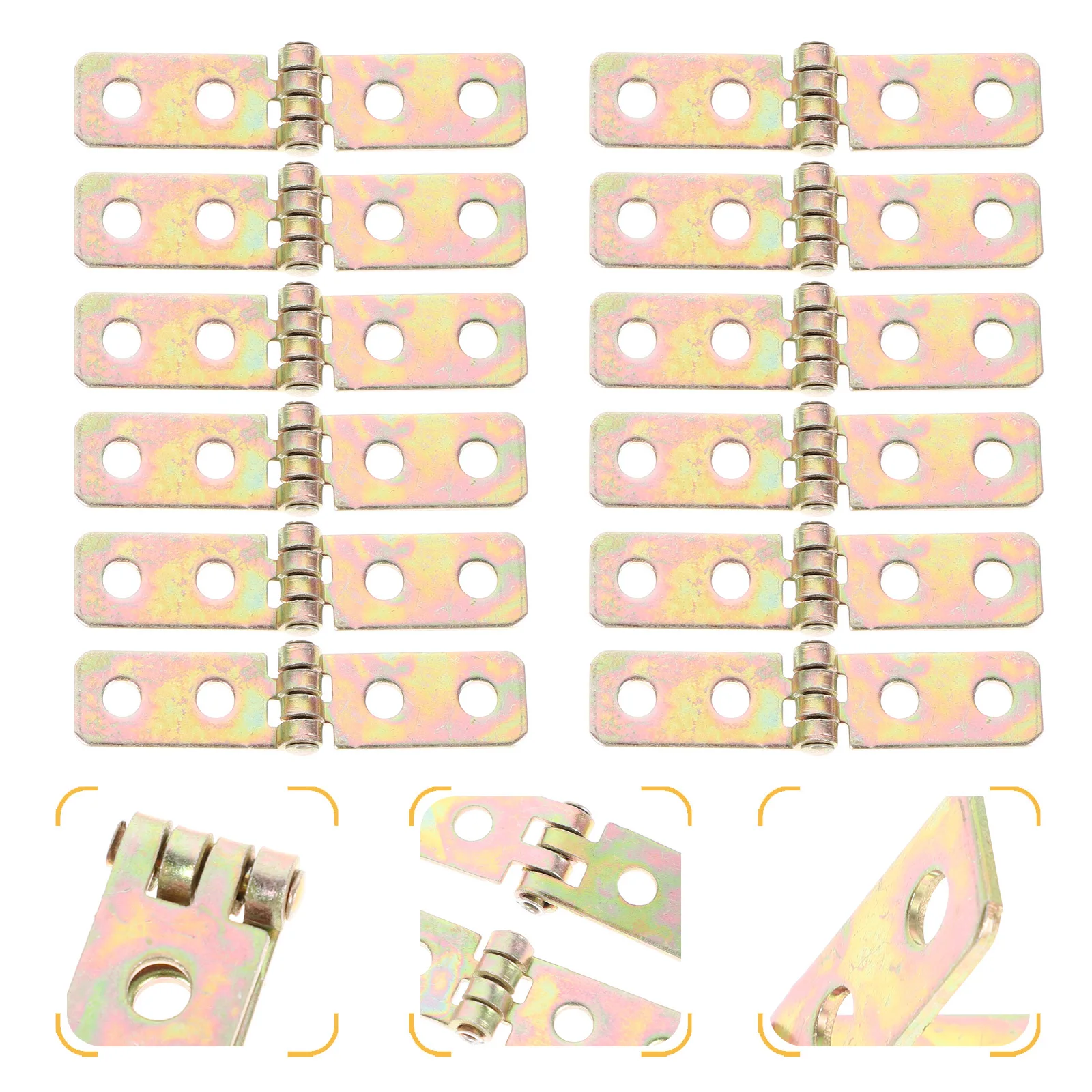 

12Pcs Iron Hinges Durable Rustproof for Wooden Furniture Jewelry Box Chests Cabinets Miniature Furniture Hardware