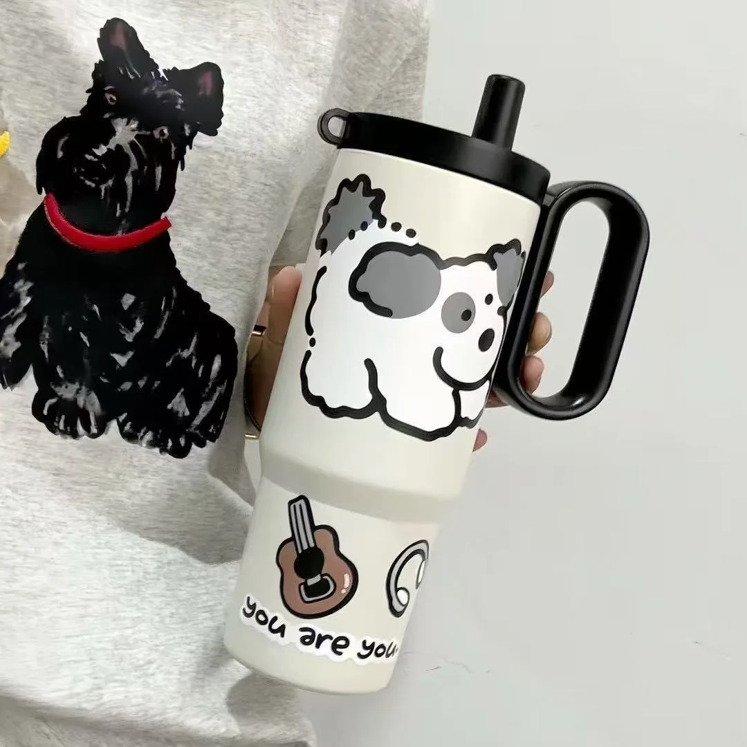 Big Mac Bingba Cup из нержавеющей стали 316, большая соломенная чашка, высококачественная мультяшная автомобильная чашка для воды с ручкой, бутылка для воды для кемпинга