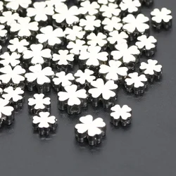 50/100Pcs 6/8mm Silver Color Plastic CCB Beads Four Leaf Clover Spacer Beads For Jewelry Making Finding Bracelet Diy Accessories