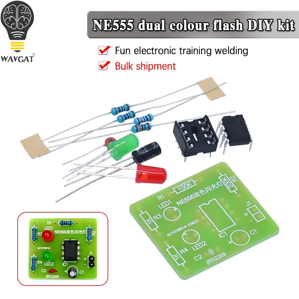 NE555 Dual color Flash unit Flash kit fun electronics training welding DIY maker made