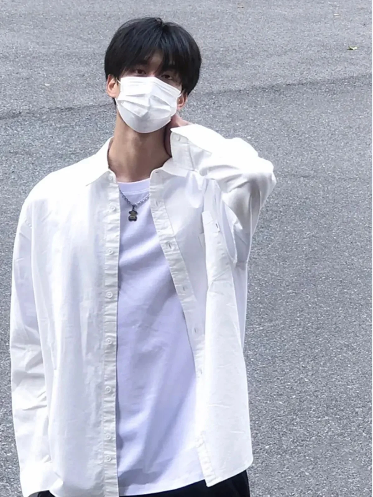 

Pure White Long Sve Men's irt Street Sle Summer Faionable irt American Campus Sle DK orm Cotton 00%