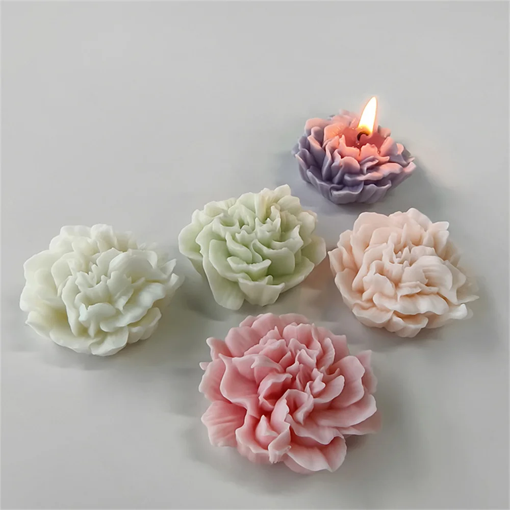 Flower Candle Silicone Mold 3D Carnation Silicone Candle Gypsum Set Handmade Wax Model Cake Baking Mold Craft Production
