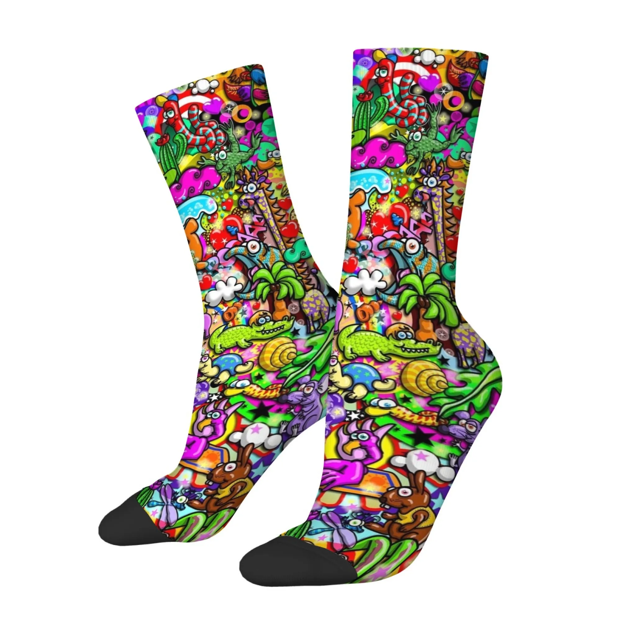 Quirky Fun and Trendy Printed Men's Socks Non-slip and Breathable Socks Hip-hop Retro Style Colorful Outdoor Casual Socks