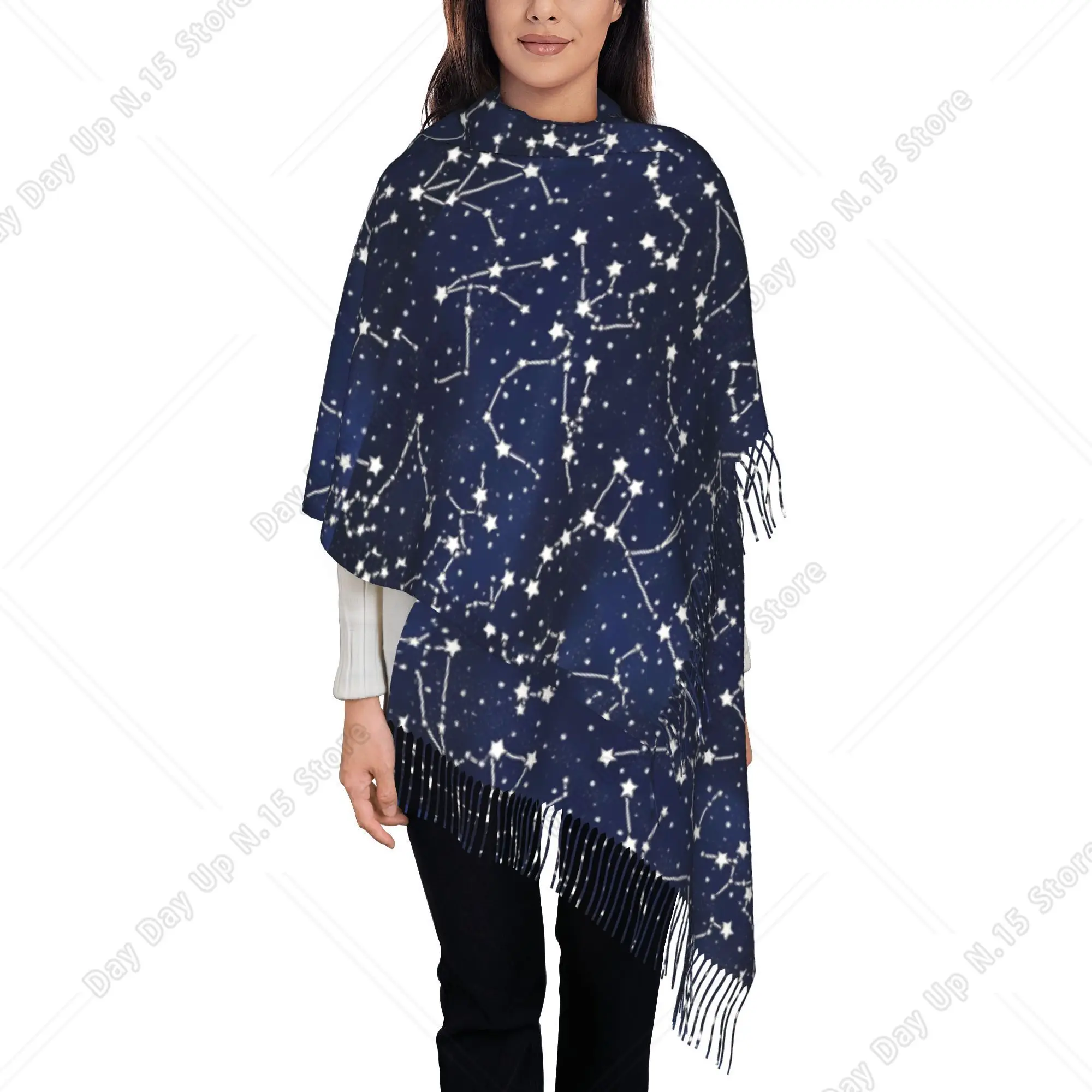 Romantic Star Constellation Night Sky Shawl Soft Warm Ladies Winter Scarf
