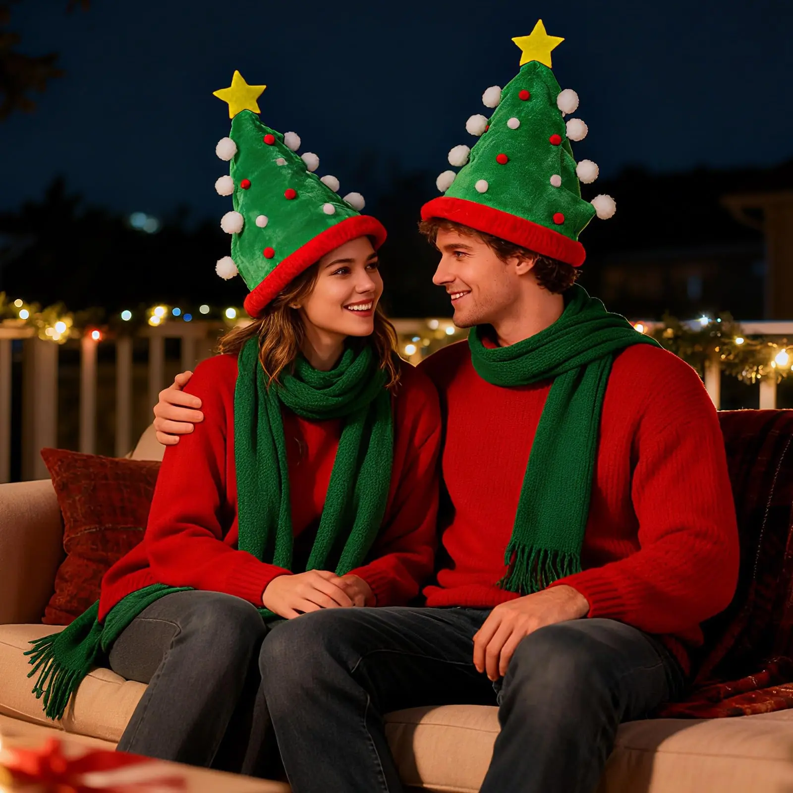 Pluszowa czapka choinkowa Śmieszna czapka Świętego Mikołaja Nakrycie głowy z gwiazdą Akcesoria do kostiumów świątecznych dla mężczyzn i kobiet Rekwizyty do cosplay na Boże Narodzenie Impreza