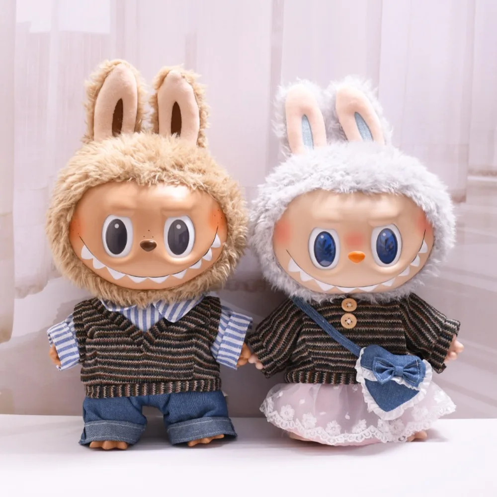 

Одежда для куклы Labubu 38 см, полосатая рубашка, платье, сумка, одежда для любви, аксессуары для кукол, пеленальное платье, игровой домик, игровые игрушки